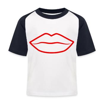 Lèvre de musique techno - T-shirt baseball Enfant - blanc/marine - Devant