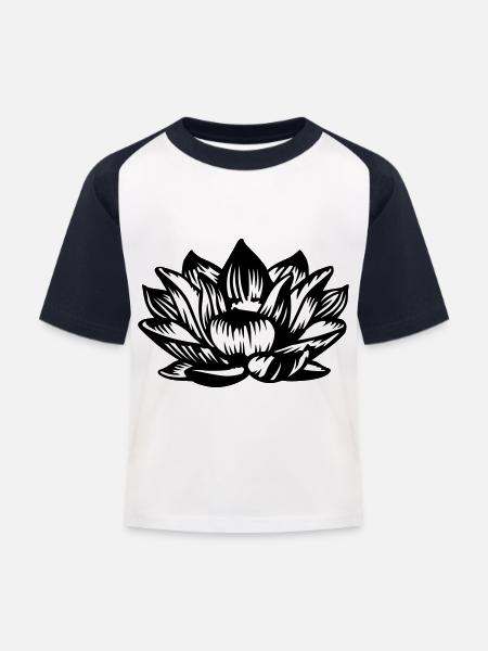 Lotusblume - Kinder Baseball T-Shirt - Weiß/Navy