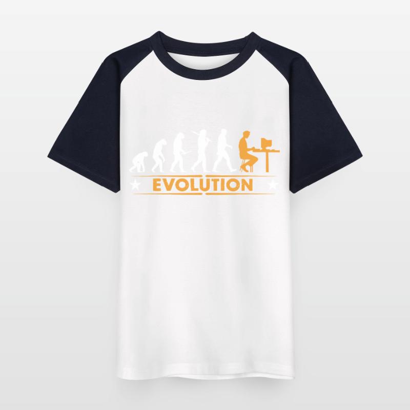 Computer Nerd Evolution - orange/weiss Kids' Baseball T-Shirt