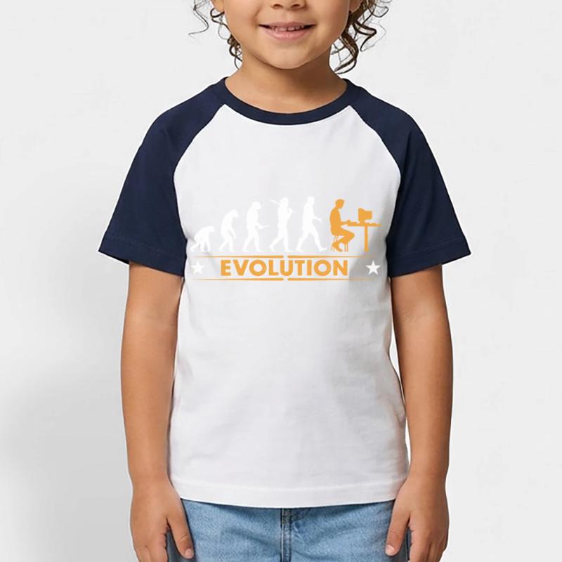 Computer Nerd Evolution - orange/weiss Kids' Baseball T-Shirt