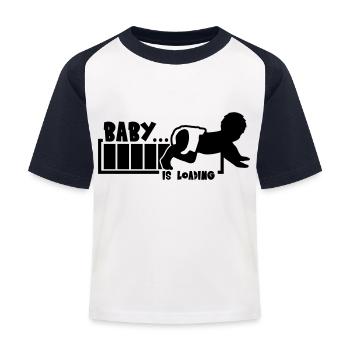 Baby Is Loading - Kinder Baseball T-Shirt - Weiß/Navy - Vorne