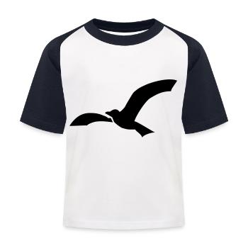 Seagull simple silhouette - Kids' Baseball T-Shirt - white/navy - Front
