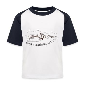Unser schoenes Allgäu - Kinder Baseball T-Shirt - Weiß/Navy - Vorne
