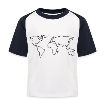 Carte du monde - voyage - géographie - T-shirt baseball Enfant - blanc/marine - Devant