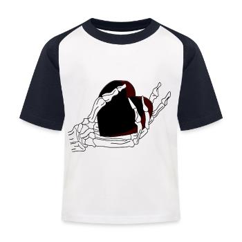 Kochenhand hält ein schwarzes Herz umschlossen - Kinder Baseball T-Shirt - Weiß/Navy - Vorne