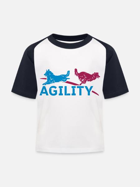 AGILITY - Kinder Baseball T-Shirt - Weiß/Navy