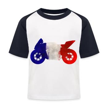 Moto Sport Automobile France Tricolore - T-shirt baseball Enfant - blanc/marine - Devant