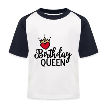 Birthday Queen Birthday Party - Kids' Baseball T-Shirt - white/navy - Front