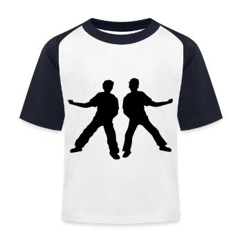 2 friends playing air guitar - Kids' Baseball T-Shirt - white/navy - Front