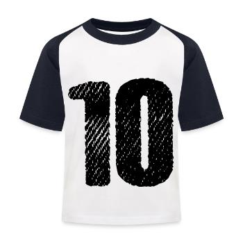 10 Zahl Trikot - Kinder Baseball T-Shirt - Weiß/Navy - Vorne