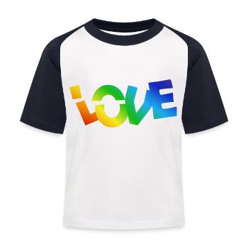 LOVE - Kinder Baseball T-Shirt - Weiß/Navy - Vorne