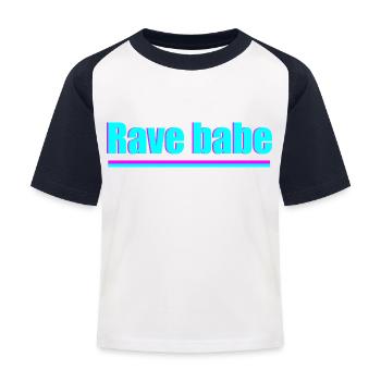 Rave Babe - Kinder Baseball T-Shirt - Weiß/Navy - Vorne