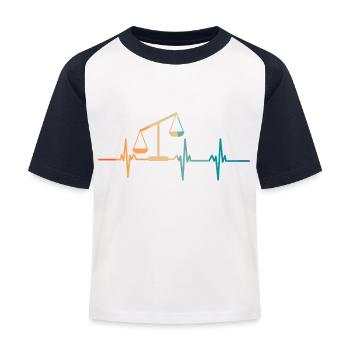 Herzschlag-Balance - Kinder Baseball T-Shirt - Weiß/Navy - Vorne