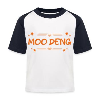 Moo Deng - Kids' Baseball T-Shirt - white/navy - Front