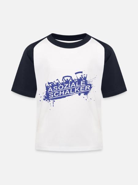 Asoziale Schalker Fan Design - Kinder Baseball T-Shirt - Weiß/Navy