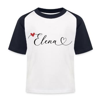 Elena Name Vorname Kalligrafieherz - Kinder Baseball T-Shirt - Weiß/Navy - Vorne