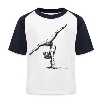 Turnen Gymnastik Turnerin Akrobatik - Kinder Baseball T-Shirt - Weiß/Navy - Vorne