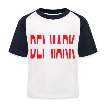 Dänemark - Kinder Baseball T-Shirt - Weiß/Navy - Vorne