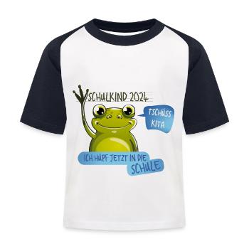Tschüß Kita - Schulkind - Kinder Baseball T-Shirt - Weiß/Navy - Vorne