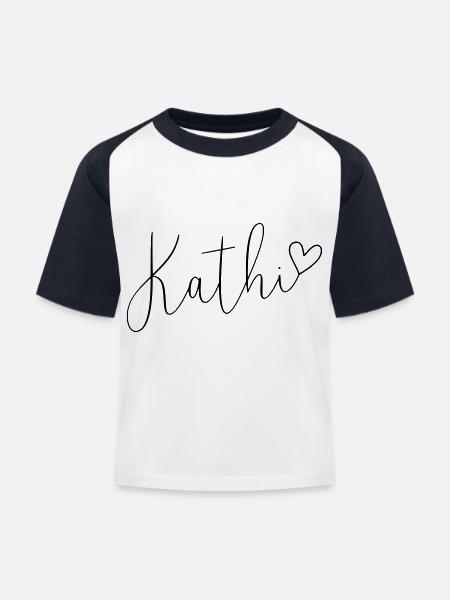 Kathi Name Vorname Mädchen - Kinder Baseball T-Shirt - Weiß/Navy