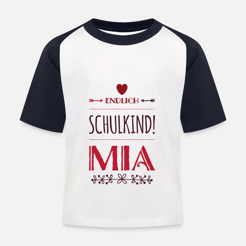 Endlich Schulkind Mia Einschulung - Kinder Baseball T-Shirt - Weiß/Navy