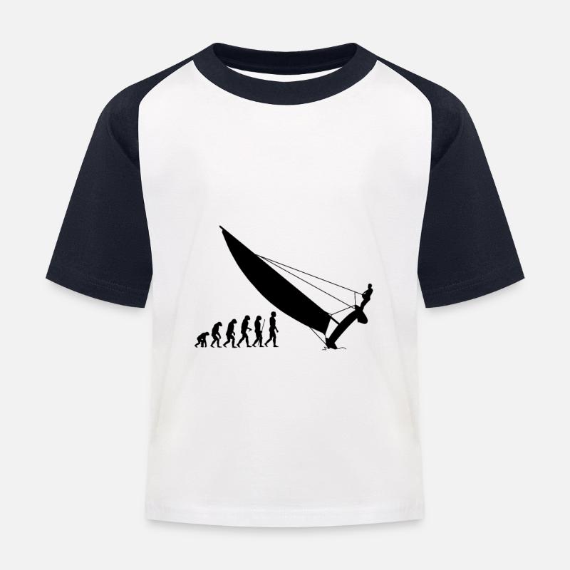 Évolution du catamaran - T-shirt baseball Enfant - blanc/marine