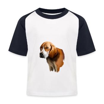 Beagle-Harrier Scent Hound Dog Sketch Illustration - Kids' Baseball T-Shirt - white/navy - Front