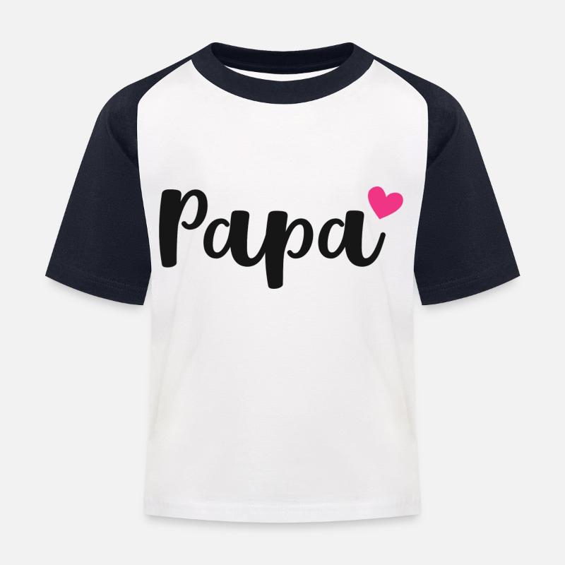 Papa Herz - Geschenkidee - Vatertag Geburtstag - Kinder Baseball T-Shirt - Weiß/Navy