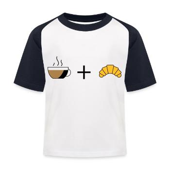 Café et croissant - T-shirt baseball Enfant - blanc/marine - Devant