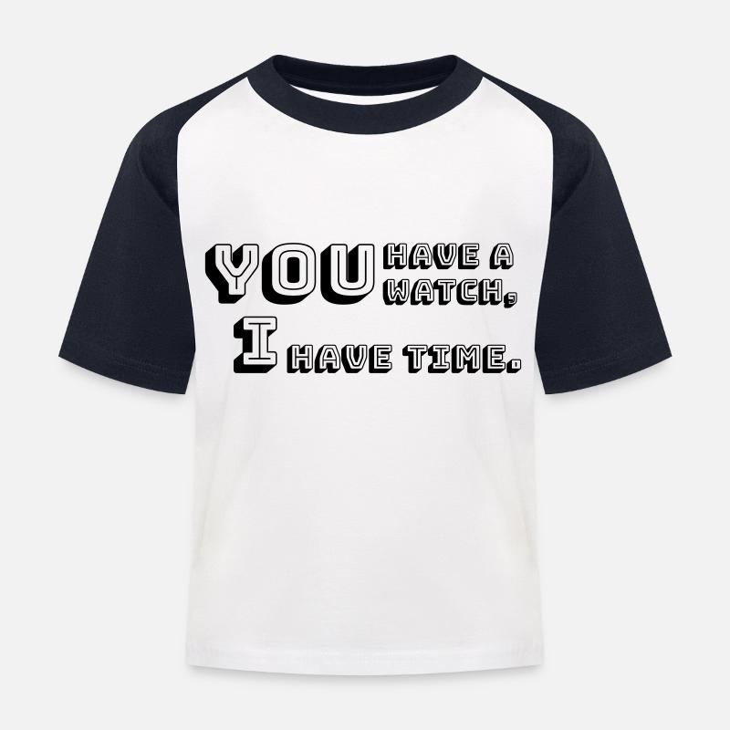 Zeit oder Geld, was ist besser? - Kinder Baseball T-Shirt - Weiß/Navy