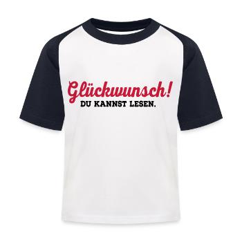 lesen - Kinder Baseball T-Shirt - Weiß/Navy - Vorne