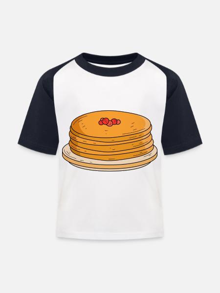 Pfannkuchen - Kinder Baseball T-Shirt - Weiß/Navy