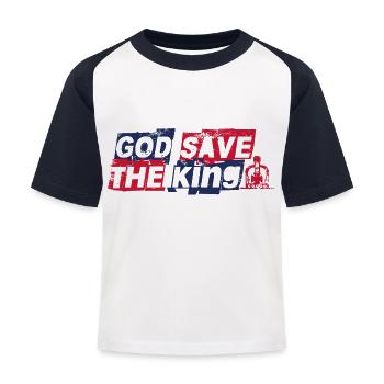 Gott schütze den König Roi Charles III. - Kinder Baseball T-Shirt - Weiß/Navy - Vorne