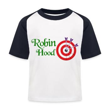 Robin Hood - Kinder Baseball T-Shirt - Weiß/Navy - Vorne