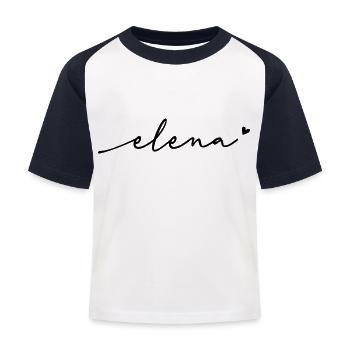 Elena Schreibschrift Name - Kinder Baseball T-Shirt - Weiß/Navy - Vorne