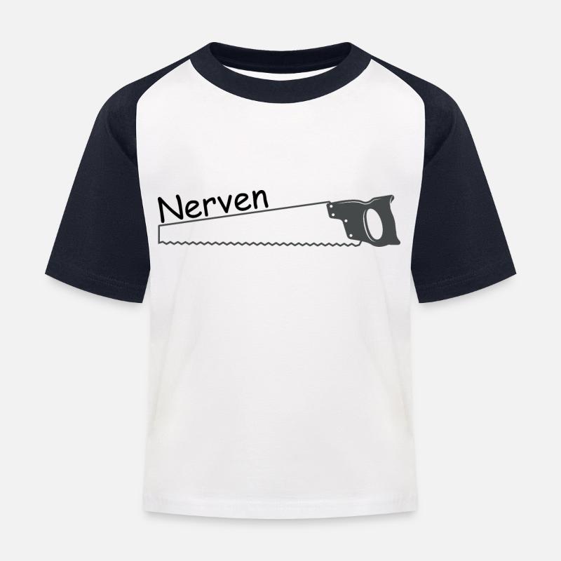 Nervensäge - Kinder Baseball T-Shirt - Weiß/Navy