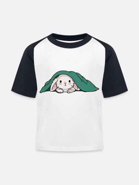 Hase unter der Decke - Kinder Baseball T-Shirt - Weiß/Navy