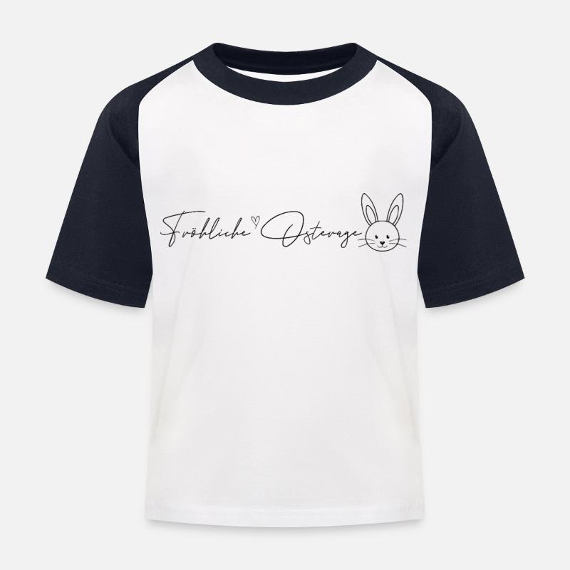 Fröhliche Ostertage 🐰🌸 - Kinder Baseball T-Shirt - Weiß/Navy