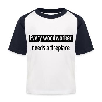 axes tools cool logging lumberjackwoodworking - Kinder Baseball T-Shirt - Weiß/Navy - Vorne