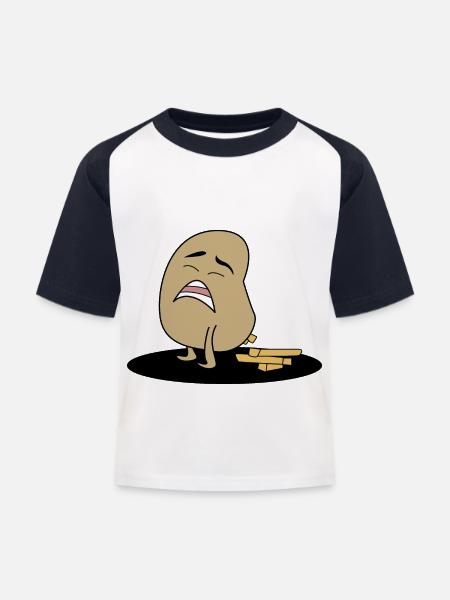 Kackende Kartoffel kackt Pommes Geschenk - Kinder Baseball T-Shirt - Weiß/Navy