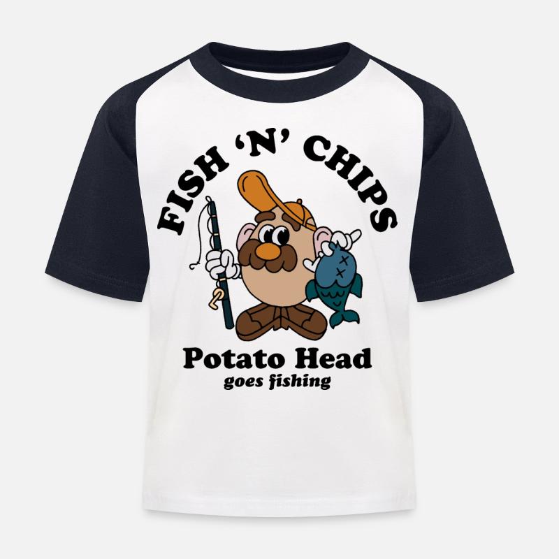 Mr. Testa di patata Fish "N" Chips - Maglietta da baseball per bambini - bianco/navy
