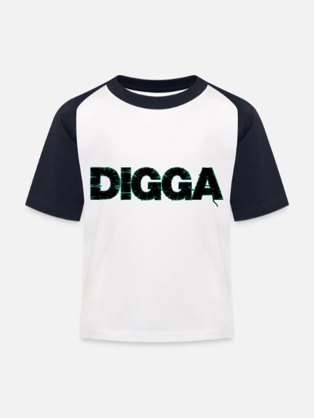 Digga - Kinder Baseball T-Shirt - Weiß/Navy