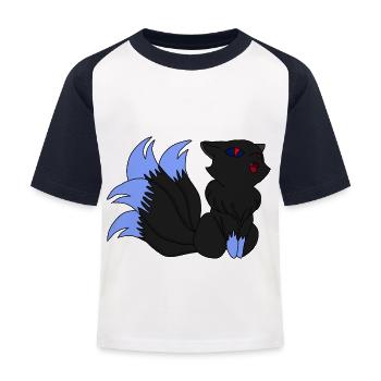 Dark Kitsune / Geschenkidee - Kinder Baseball T-Shirt - Weiß/Navy - Vorne