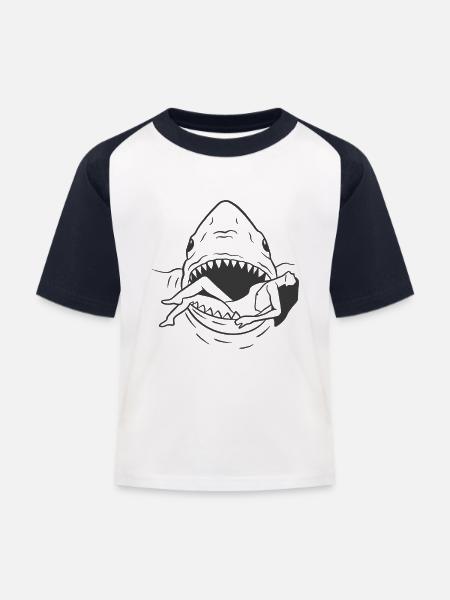 Hai-Frau - Kinder Baseball T-Shirt - Weiß/Navy