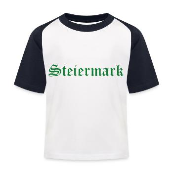 Steiermark - Kinder Baseball T-Shirt - Weiß/Navy - Vorne