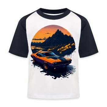 Klassischer Sportwagen - Kinder Baseball T-Shirt - Weiß/Navy - Vorne