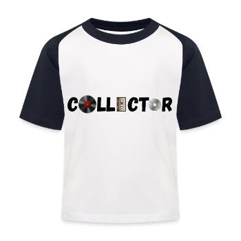 collector vinyl cd cassette records 2 - Kids' Baseball T-Shirt - white/navy - Front