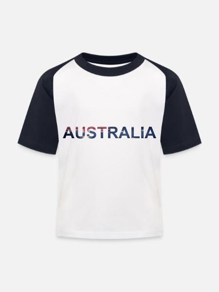 Australien - Kinder Baseball T-Shirt - Weiß/Navy