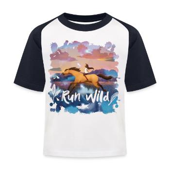 Spirit And Lucky Run Wild - Kids' Baseball T-Shirt - white/navy - Front