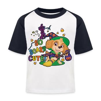 Paw Patrol Skye So Scary Cute! Halloween Design - Kinder Baseball T-Shirt - Weiß/Navy - Vorne